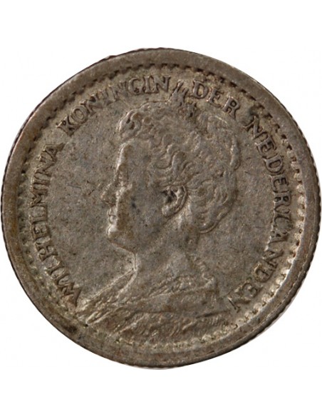 PAYS-BAS, WILHELMINA - 10 CENTS - ARGENT 1917