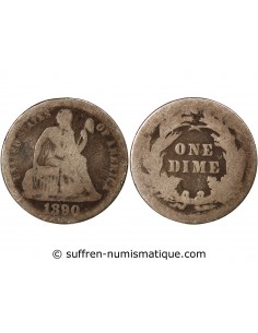 USA - 10 CENTS ARGENT "Seated Liberty Dime" - 1890, PHILADELPHIE