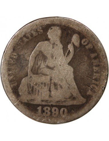 USA - 10 CENTS ARGENT "Seated Liberty Dime" - 1890, PHILADELPHIE