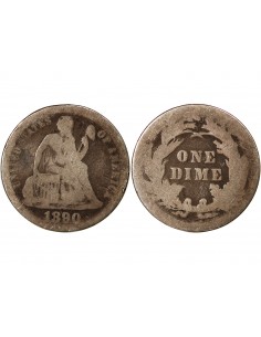 USA - 10 CENTS ARGENT "Seated Liberty Dime" - 1890, PHILADELPHIE 2