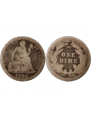 USA - 10 CENTS ARGENT "Seated Liberty Dime" - 1890, PHILADELPHIE