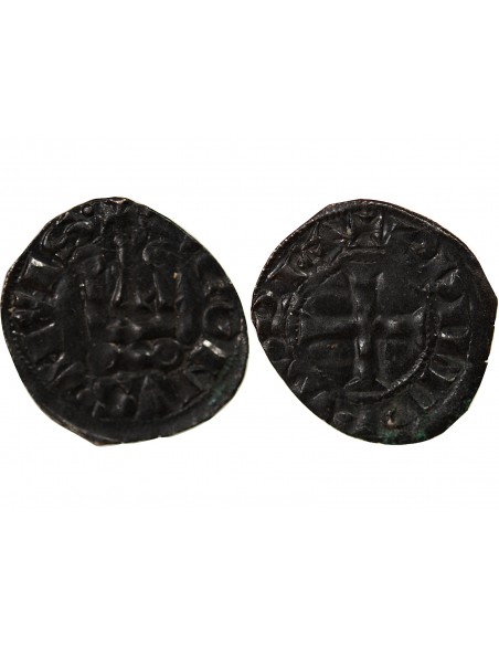 PHILIPPE III / IV - DENIER TOURNOIS à l'O rond 1280 / 1310