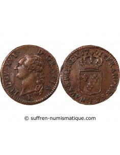 LOUIS XVI - SOL A L'ECU - 1791, T NANTES, R