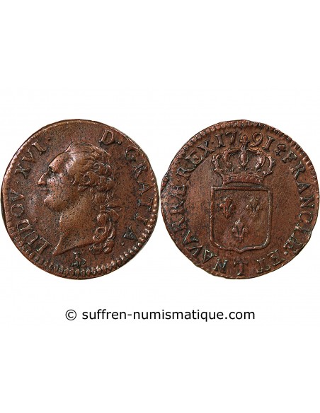 LOUIS XVI - SOL A L'ECU - 1791, T NANTES, R