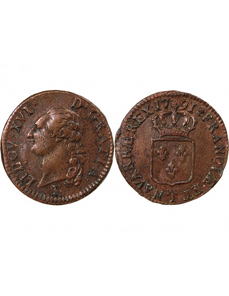 LOUIS XVI - SOL A L'ECU - 1791, T NANTES, R