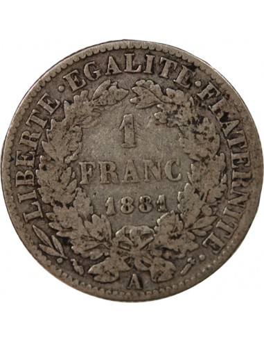 CERES ﻿- 1 FRANC ARGENT - 1881, A PARIS