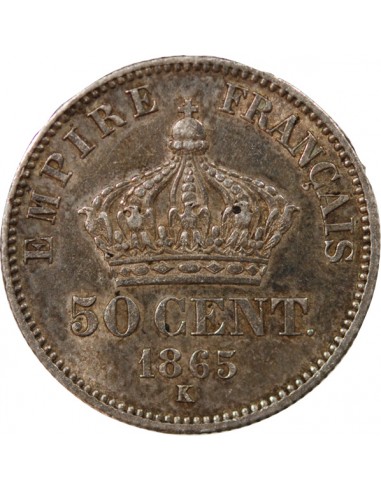 NAPOLEON III - 50 CENTIMES ARGENT 1865 K BORDEAUX