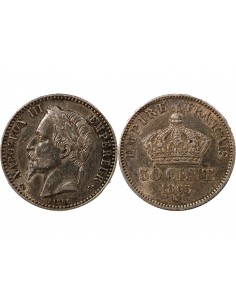 NAPOLEON III - 50 CENTIMES ARGENT 1865 K BORDEAUX 2