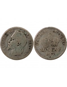 NAPOLEON III - 50 CENTIMES ARGENT - 1867, K BORDEAUX 2