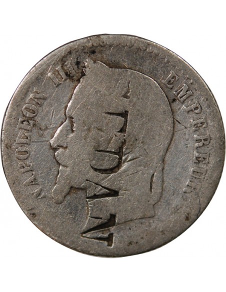 NAPOLEON III - 50 CENTIMES ARGENT - 1864, BB STRASBOURG, CONTREMARQUE SEDAN