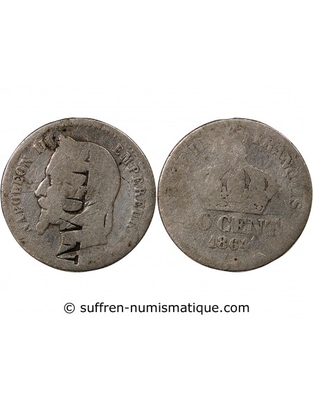 NAPOLEON III - 50 CENTIMES ARGENT - 1864, BB STRASBOURG, CONTREMARQUE SEDAN