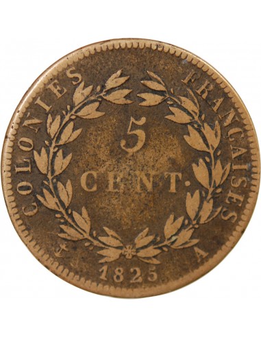 Guyane Française Charles X 5 Centimes Bronze 1825 A Paris