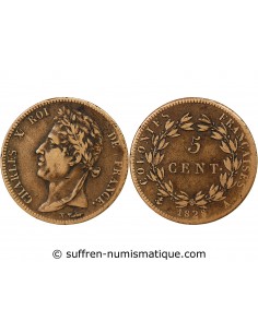 COLONIES FRANCAISES, GUYANE, CHARLES X - 5 CENTIMES - 1828, A PARIS
