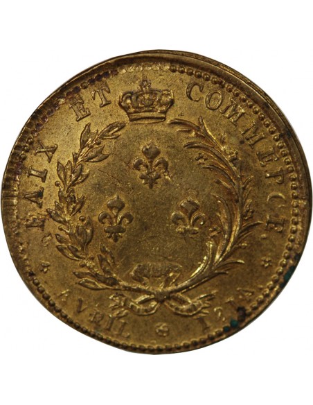 Louis XVIII 1 jeton Laiton 1814