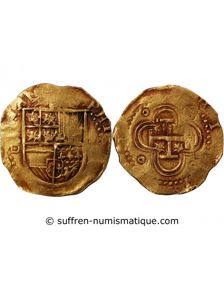 ESPAGNE, PHILIPPE II - 2 ESCUDOS OR 1566 / 1598 S SEVILLE