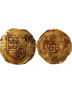 ESPAGNE, PHILIPPE II - 2 ESCUDOS OR 1566 / 1598 S SEVILLE 2