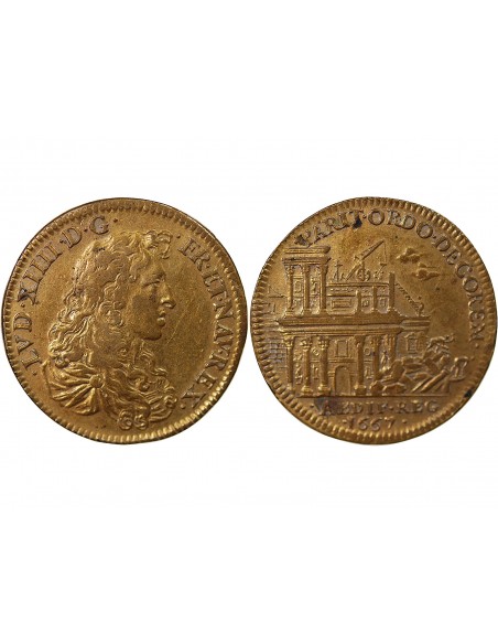 BATIMENTS DU ROI, LOUIS XIV - JETON, 1667 - Démolition de la colonade du louvre