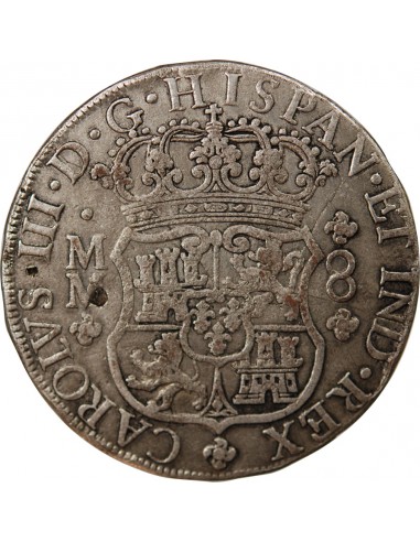 MEXIQUE, CHARLES III - 8 REALES ARGENT - 1761, MM, M° MEXICO