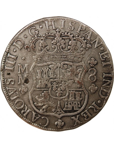 MEXIQUE, CHARLES III - 8 REALES ARGENT - 1761, MM, M° MEXICO