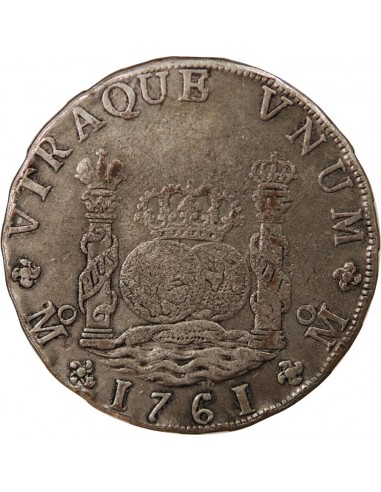 MEXIQUE, CHARLES III - 8 REALES ARGENT - 1761, MM, M° MEXICO