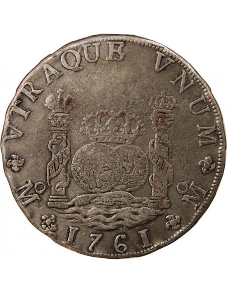 MEXIQUE, CHARLES III - 8 REALES ARGENT - 1761, MM, M° MEXICO