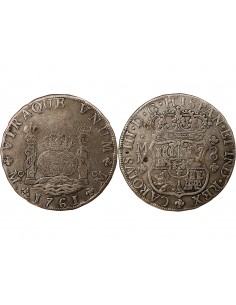 MEXIQUE, CHARLES III - 8 REALES ARGENT - 1761, MM, M° MEXICO 2
