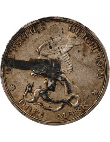 ALLEMAGNE, PRUSSE, GUILLAUME II - 3 MARK ARGENT - 1913, BERLIN