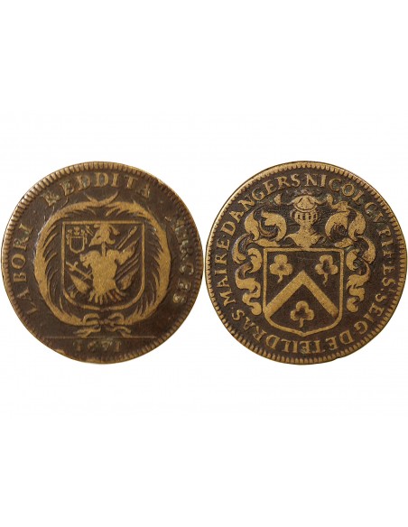 MAIRE D’ANGERS, NICOLAS CUPIF DE TEILDRAS – JETON LAITON - 1671