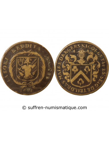 MAIRE D’ANGERS, NICOLAS CUPIF DE TEILDRAS – JETON LAITON - 1671
