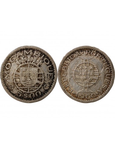 MOZAMBIQUE, COLONIE PORTUGAISE - 5 ESCUDOS ARGENT - 1960