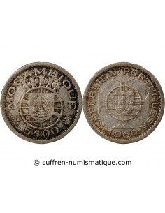 MOZAMBIQUE, COLONIE PORTUGAISE - 5 ESCUDOS ARGENT - 1960