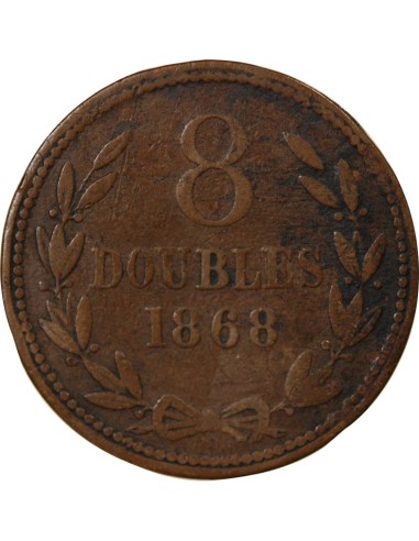 GUERNESEY - 8 DOUBLES - 1868, H HEATON