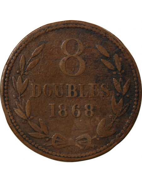 GUERNESEY - 8 DOUBLES - 1868, H HEATON
