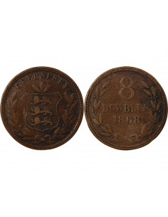 GUERNESEY - 8 DOUBLES - 1868, H HEATON 2