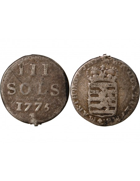 LUXEMBOURG, MARIE THERESE D'AUTRICHE - 3 SOLS ARGENT - 1775, BRUXELLES