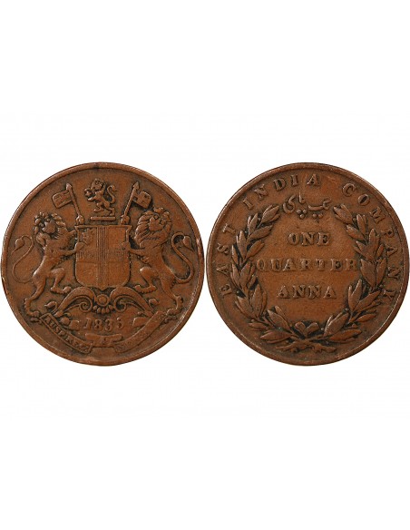 COMPAGNIE DES INDES BRITANNIQUES - 1/4 ANNA - 1835, MADRAS