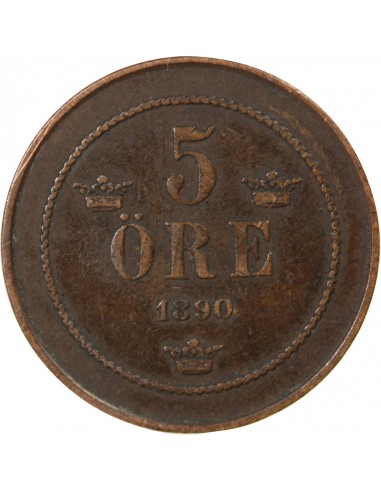 SUEDE, OSCAR II - 5 ÖRE - 1890
