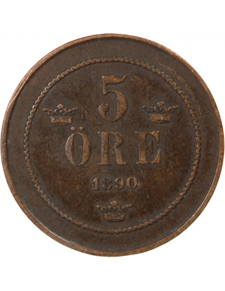 SUEDE, OSCAR II - 5 ÖRE - 1890