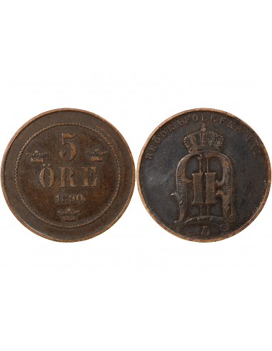 SUEDE, OSCAR II - 5 ÖRE - 1890