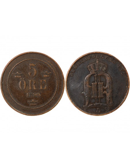 SUEDE, OSCAR II - 5 ÖRE - 1890