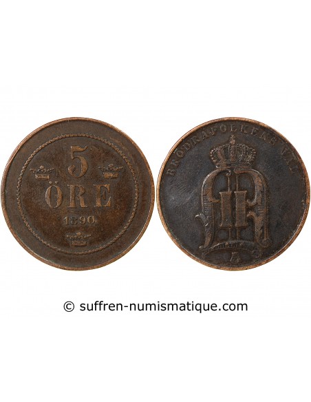 SUEDE, OSCAR II - 5 ÖRE - 1890
