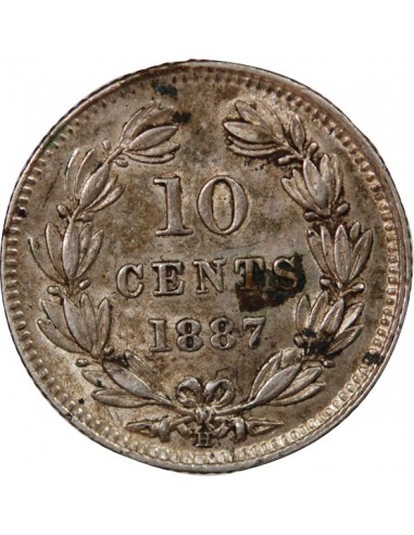 NICARAGUA - 10 CENTAVOS ARGENT - 1887, H HEATON