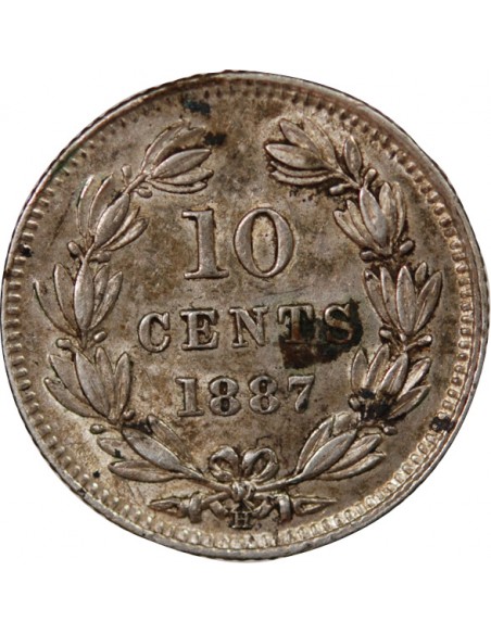 NICARAGUA - 10 CENTAVOS ARGENT - 1887, H HEATON