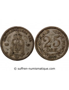 SUÈDE, OSCAR II - 25 ÖRE ARGENT - 1885