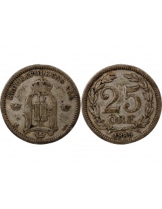 SUÈDE, OSCAR II - 25 ÖRE ARGENT - 1885 2