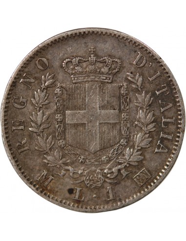 ITALIE, VICTOR EMMANUEL II - 1 LIRE ARGENT - 1863, M MILAN