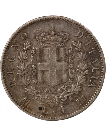 ITALIE, VICTOR EMMANUEL II - 1 LIRE ARGENT - 1863, M MILAN