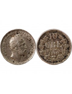 SUÈDE, CARL XV - 10 ÖRE, 1871, ST 2