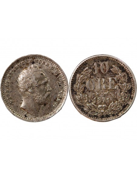 SUÈDE, CARL XV - 10 ÖRE, 1871, ST