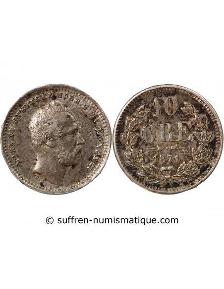 SUÈDE, CARL XV - 10 ÖRE, 1871, ST